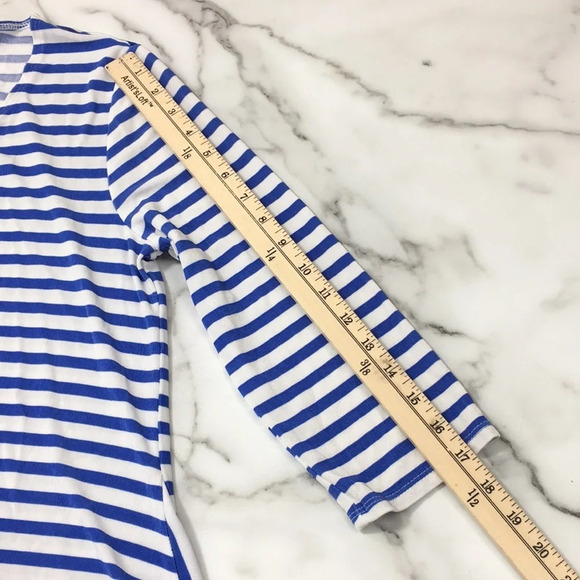 Chicos Travelers Classic Blue White Stripe Top Womens 0 Small 4 3/4 Sleeve Tunic - Picture 10 of 12
